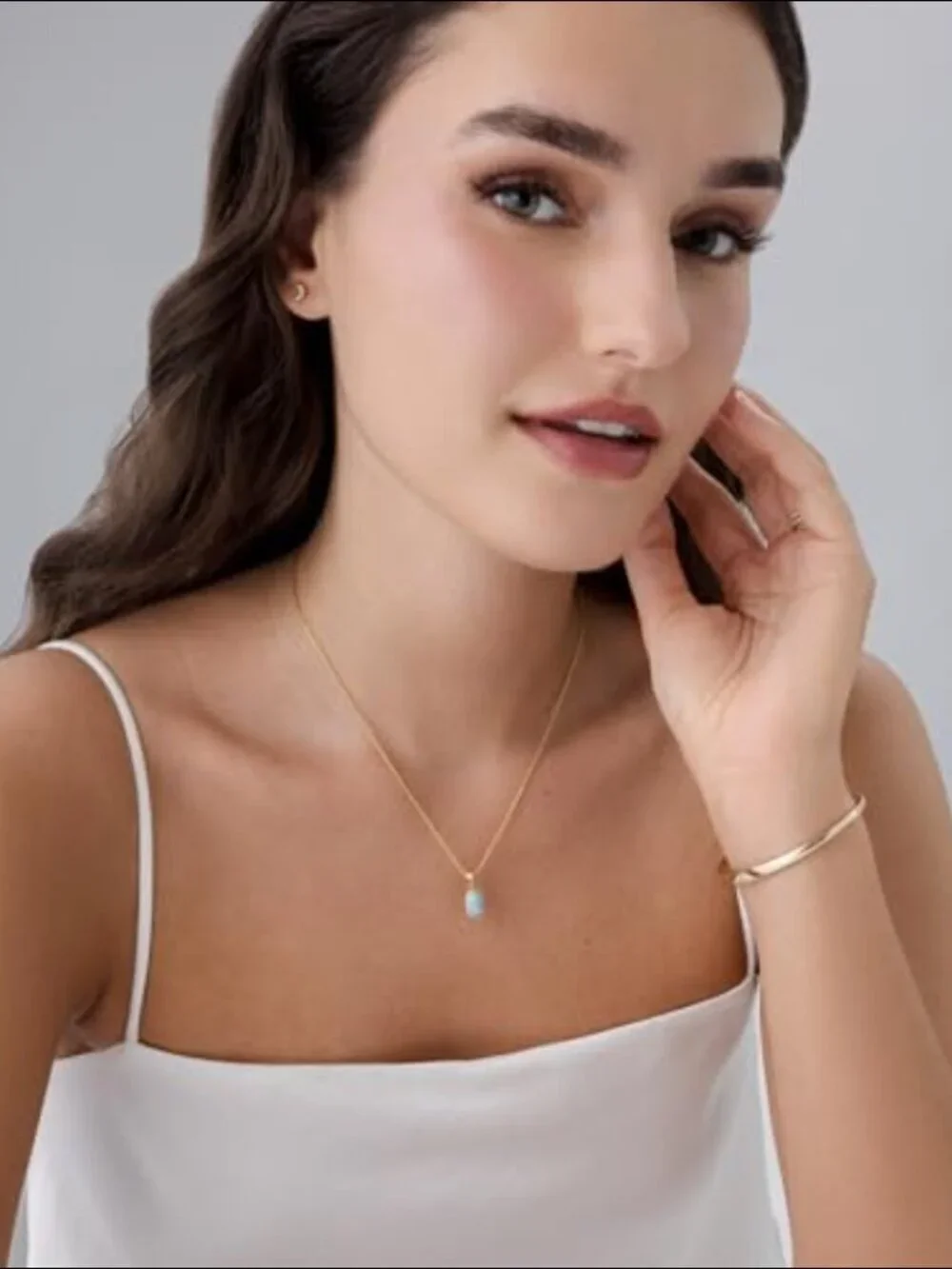 14k Gold Plated Adjustable Chain Dainty Pendant Gemstone Necklace